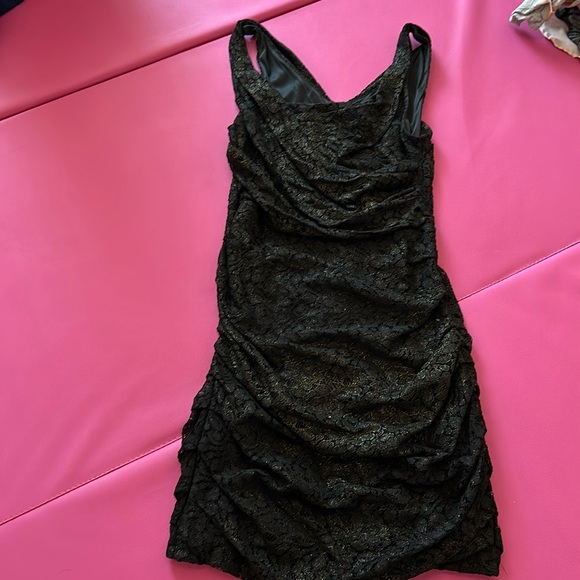 Ruched shimmer lace mini dress - Picture 2 of 4